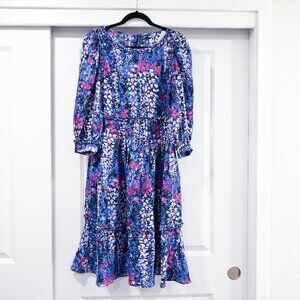 DYVNA Size Medium Silk Blend A-Line Midi Dress
